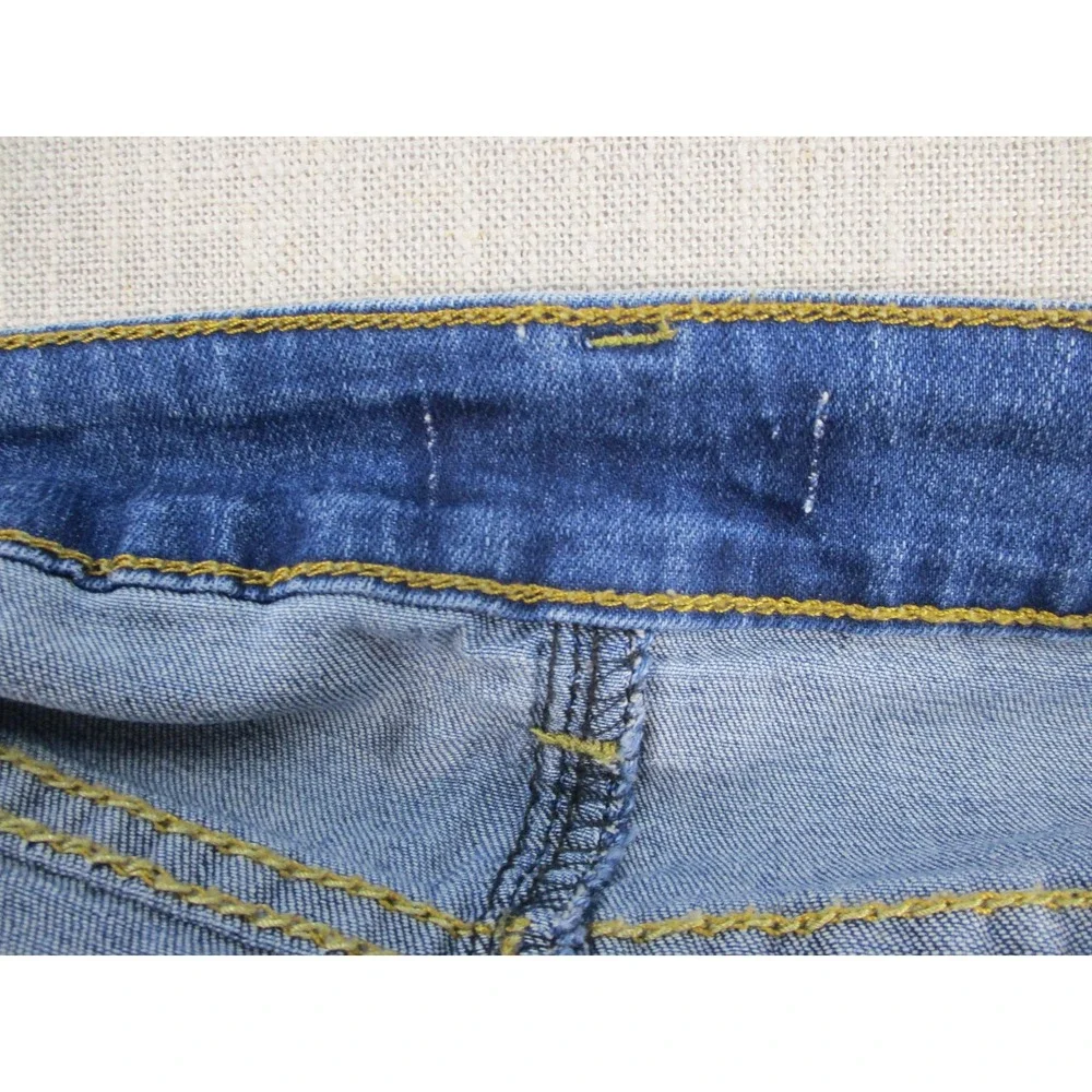 Buzz Jeans Womens Distressed Denim Skirt Wash Blue Knee Length Sz 35 waist